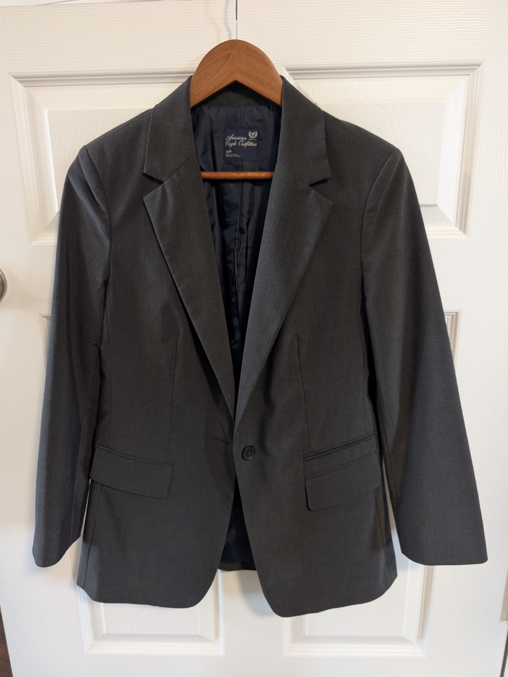 Women's Charcoal Grey Single-Button Blazer